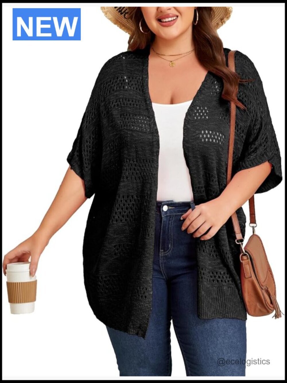 Plus Size Crochet Cardigan Oversized Boho Knit Sweater Open Front